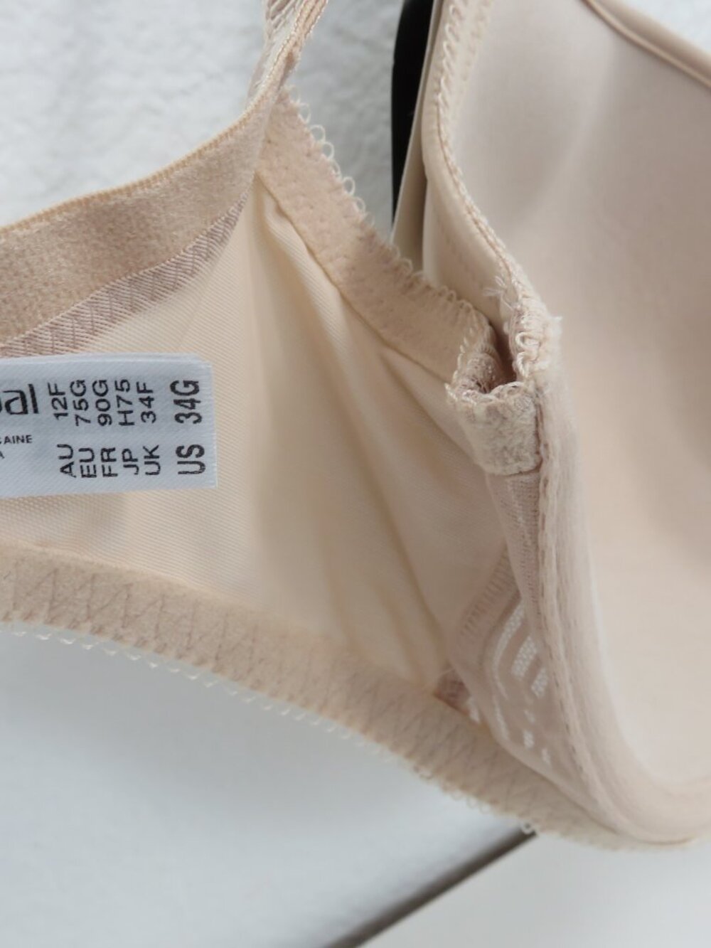 (#123) Wacoal 853117 Nude Underwire T-Shirt Bra Lace Trim Size 34G Beige - Picture 7 of 8